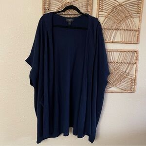 Charter Club Luxury  Cashmere Cardigan Open Hooded Sleeveless Blue Beachy L B32